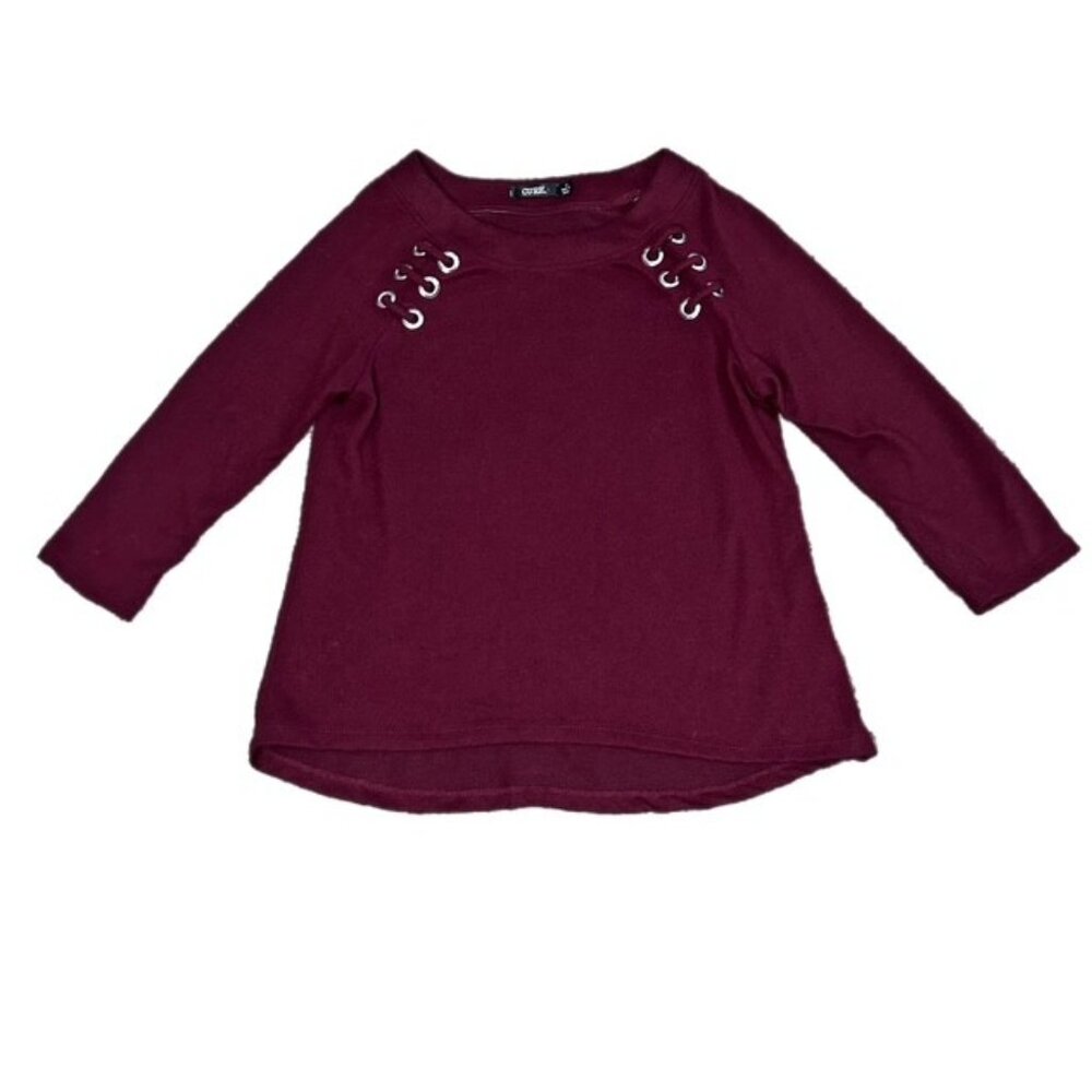 Cure Lace-Up Shoulder Sweater Maroon Size M